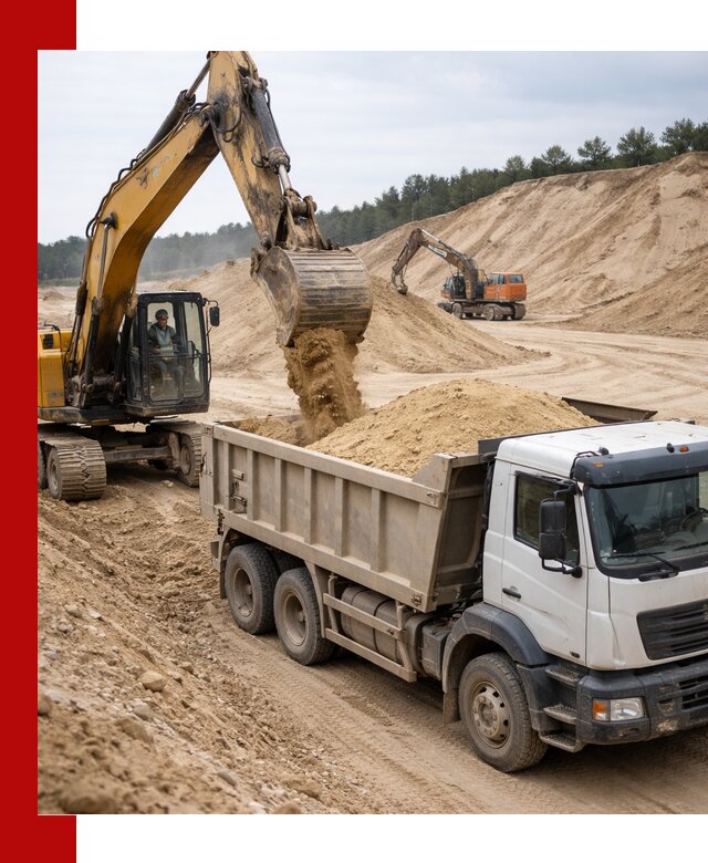 Доставка карьерного песка с самосвалами и разгрузкой в Солнечногорске