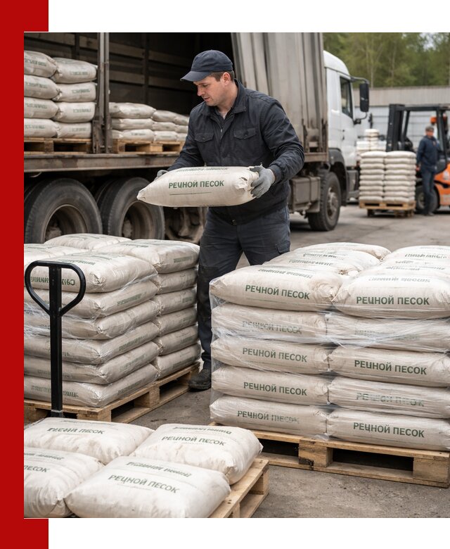 Речной песок в мешках с доставкой в Солнечногорске
