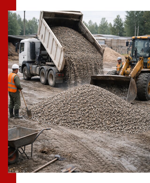 Мытый гравий с доставкой в Солнечногорске от карьера до участка