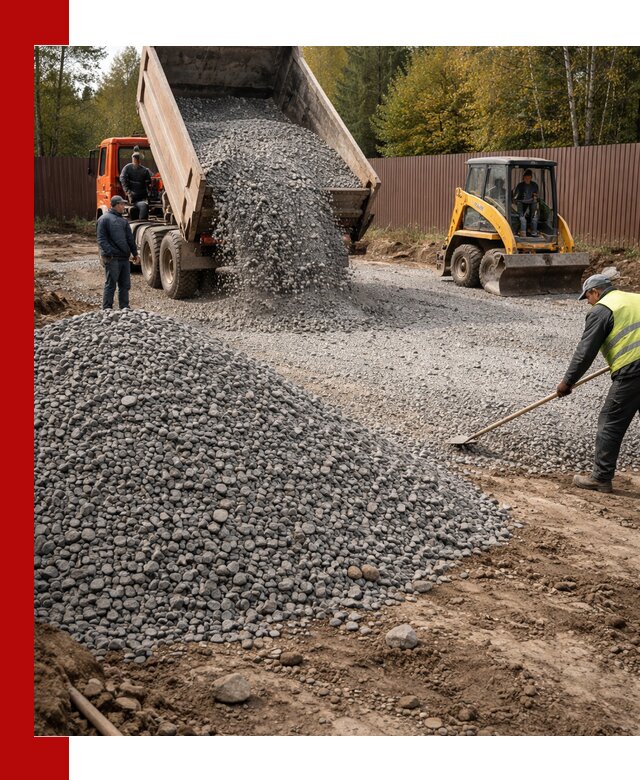Отсыпка участка щебнем с доставкой и уплотнением в Солнечногорске